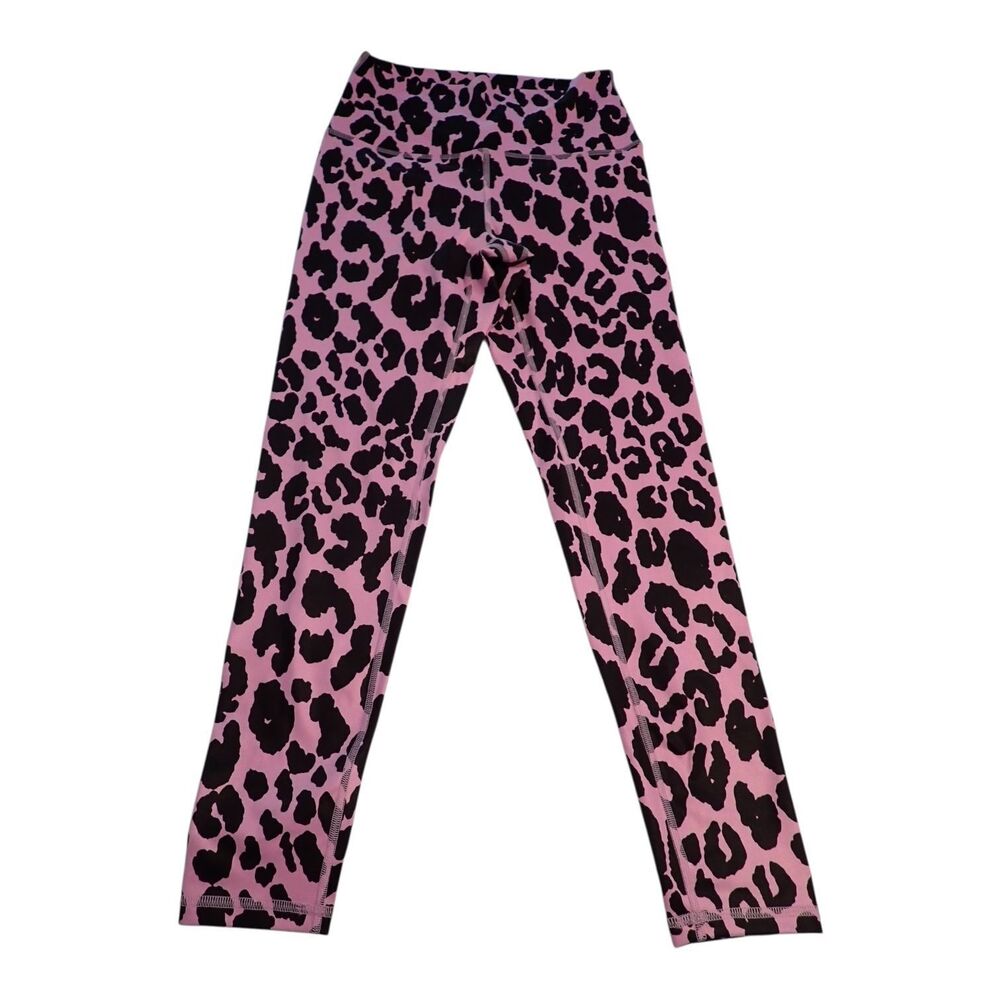 FLEO El Toro High Rise Leggings Pink Leopard Cheetah Print 25" Medium - Picture 2 of 7